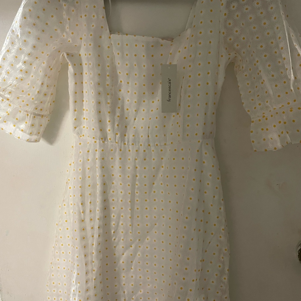 Francesca's Collections White and Yellow Dress